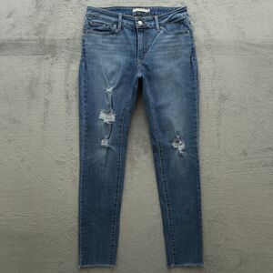 Levi's 711 Jeans Womens Size 29 Blue Mid-Rise Skinny Denim 29" Inseam Distressed